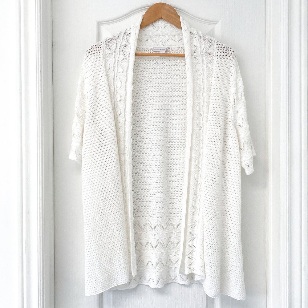 Westport 1962 Ivory Open Knit Lace Cardigan Women’s 2X Boho Lightweight Layering